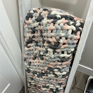 Chunky Knit Bath Blanket - Pink, Gray, Cream